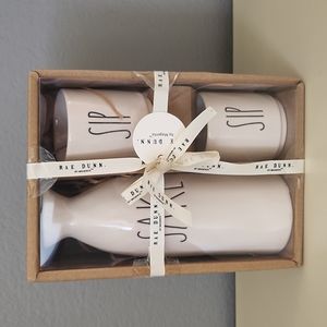 RAE DUNN SAKE PITCHER AND CUPS